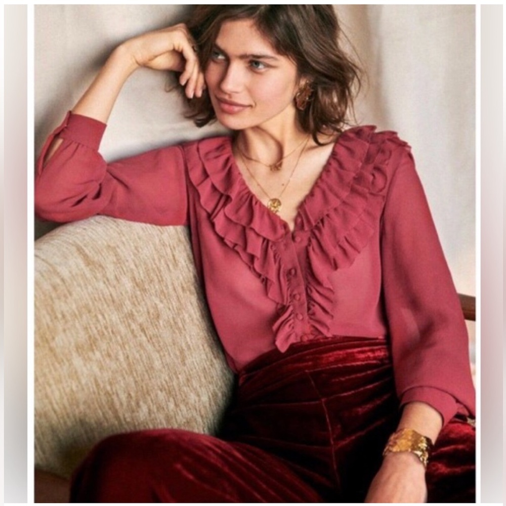 Pink Sezane ruffled Blouse Aubane size 44